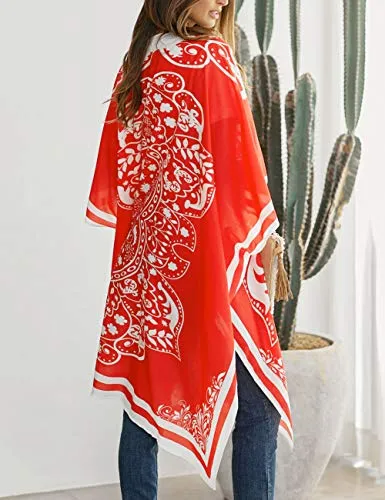 Bsubseach Pom Pom Kimono Cover Up for Bathing Suit Women Half Sleeve Cardigan Summer Bikini Beachwear Black
