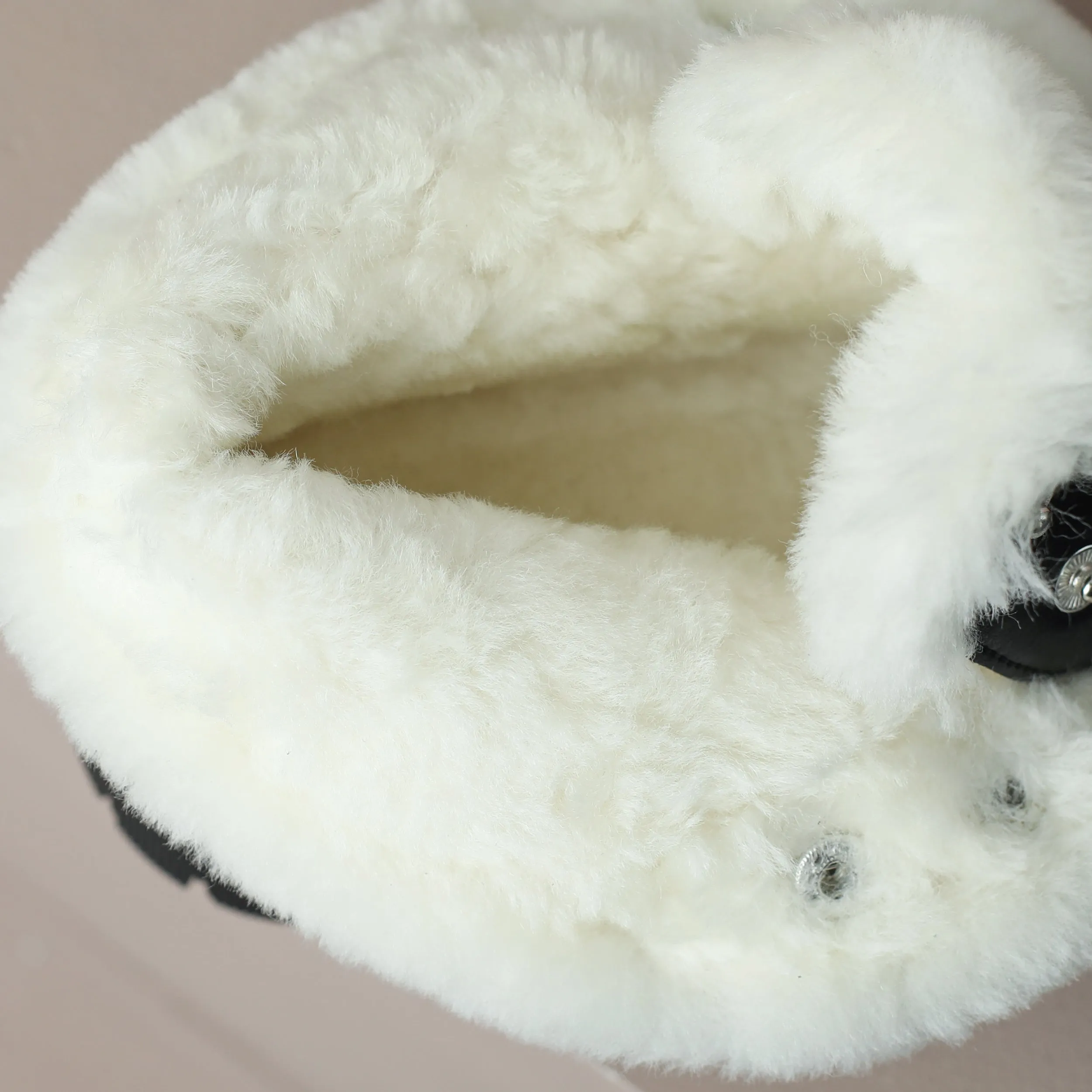 TinaCus Handmade Women's Genuine Leather Furry Pull On Round Toe Low Block Heel Platform Ankle Boots